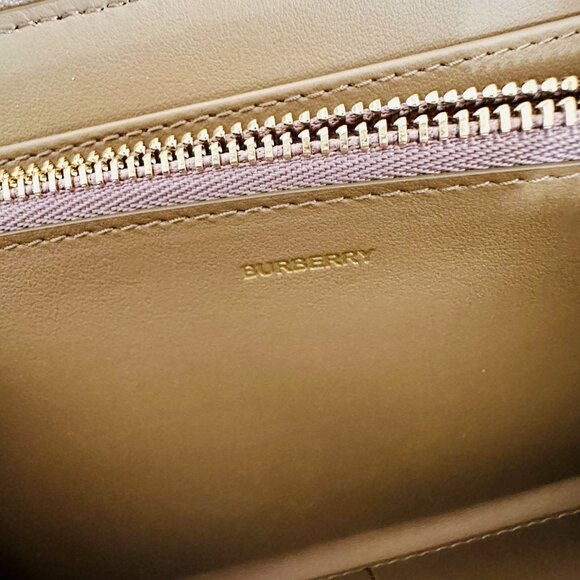 BURBERRY GREY MINK LEATHER NOVA CHECK CANVAS ZIP-AROUND CONTINENTAL WALLET - Picture 8 of 10